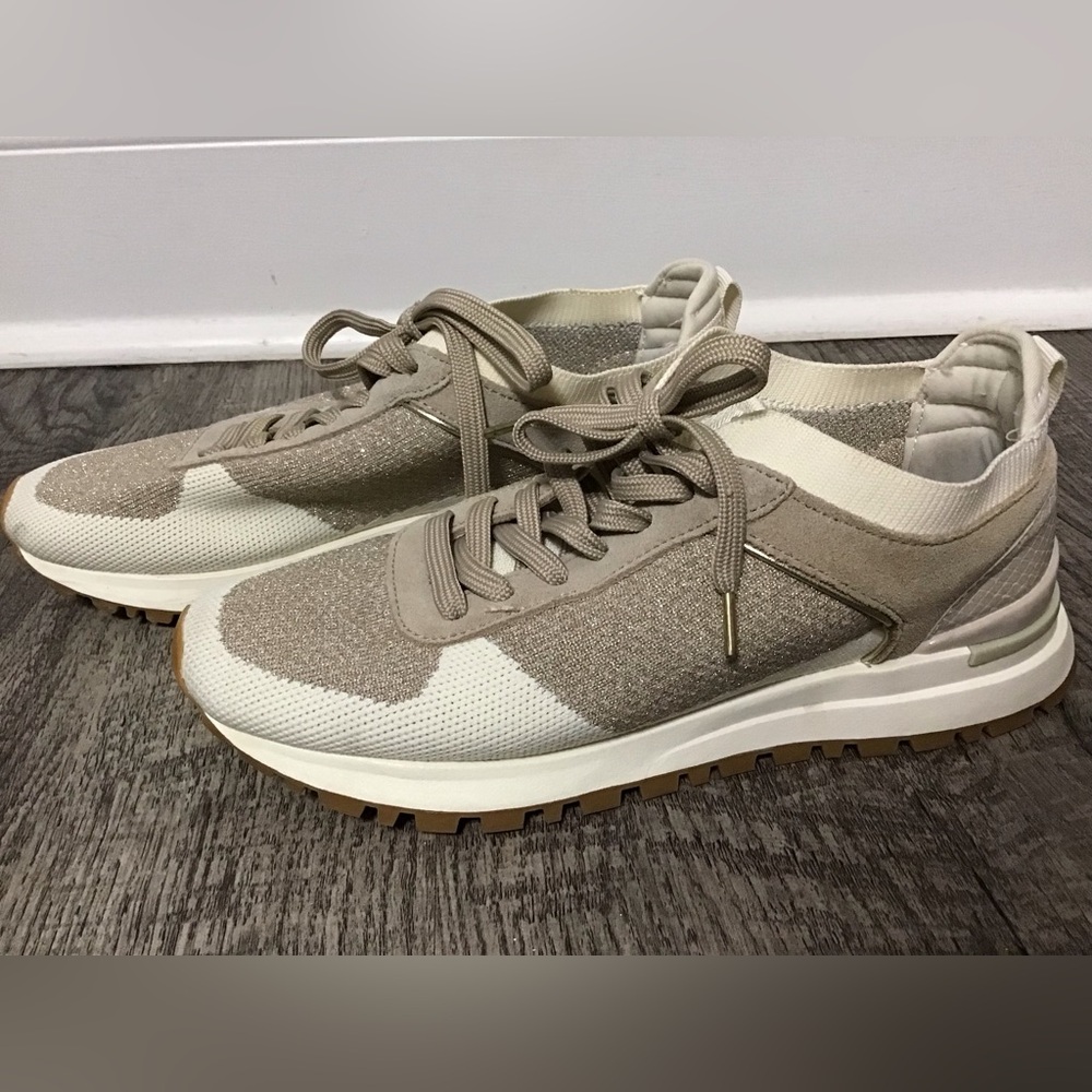 Zara Women's Sneakers in Taupe and Cream Size 36